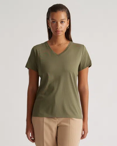 Quince Women's Cotton Modal V-neck T-shirt In Dark Olive