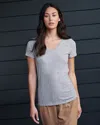 Quince Women's Cotton Modal V Neck T-shirt In Heather Grey