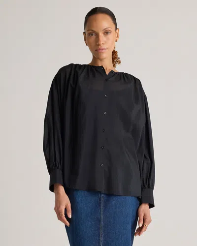 Quince Women's Cotton-silk Voile Blouson Blouse In Black