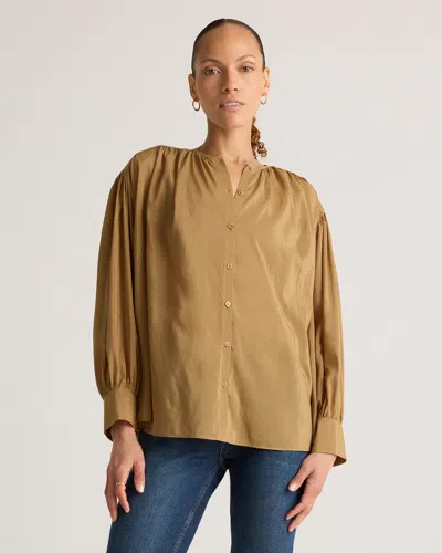 Quince Women's Cotton-silk Voile Blouson Blouse In Pecan