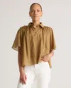 Quince Women's Cotton-silk Voile Short Sleeve Blouse In Pecan