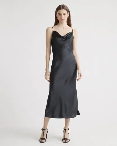 Quince Women's Cowl Neck Slip Dress In Black