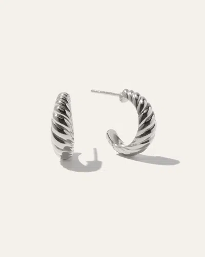 Quince Women's Croissant Hoop Earrings In Sterling Silver