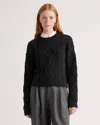 Quince Women's Cropped Cable Crew Sweater In Black