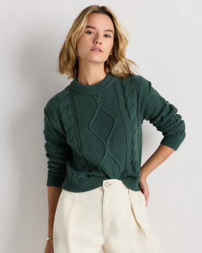 Quince Women's Cropped Cable Crew Sweater In Green