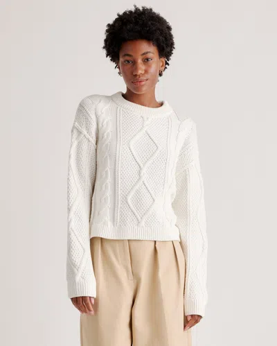 Quince Women's Cropped Cable Crew Sweater In Ivory