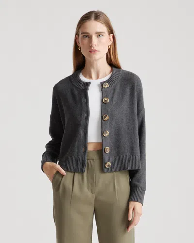 Quince Women's Cropped Cardigan Sweater In Charcoal