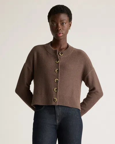 Quince Women's Cropped Cardigan Sweater In Heather Brown