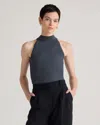 Quince Women's Cropped High Neck Ribbed Knit Tank Top In Grey