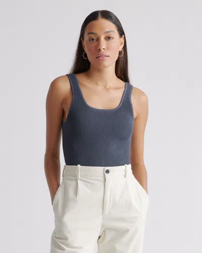 Quince Women's Cropped Square Neck Ribbed Knit Tank Top In Grey