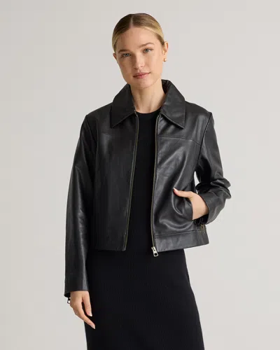 Quince Women's Cropped Zip-front Jacket In Black