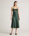 Quince Women's Cutout Midi Slip Dress In Forest Green