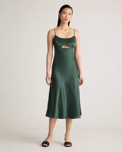 Quince Women's Cutout Midi Slip Dress In Forest Green