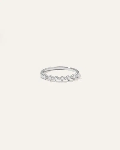 Quince Women's Diamond Alternating Round Band Rings In White