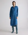 Quince Women's Distressed Denim Maxi Shirt Dress In Medium Indigo