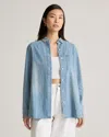 Quince Women's Distressed Denim Oversized Shirt In Blue