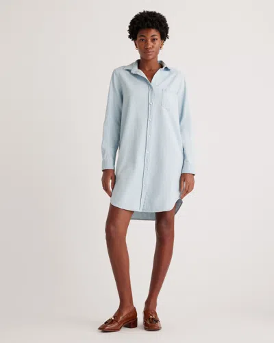 Quince Women's Distressed Denim Shirt Dress In Light Chambray