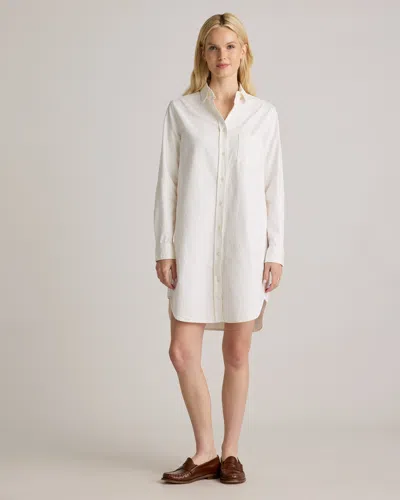 Quince Women's Distressed Denim Shirt Dress In Off-white