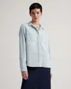 Quince Women's Distressed Denim Shirt In Light Chambray