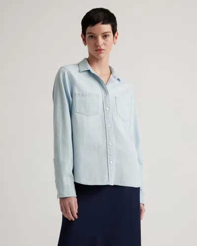 Quince Women's Distressed Denim Shirt In Light Chambray
