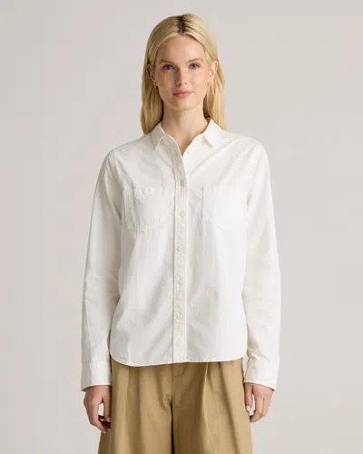 Quince Women's Distressed Denim Shirt In Off-white