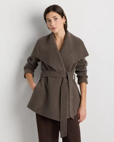 Quince Women's Double-faced Merino Wool Draped Collar Short Wrap Coat