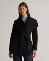 Quince Women's Double-faced Merino Wool Draped Collar Short Wrap Coat In Black