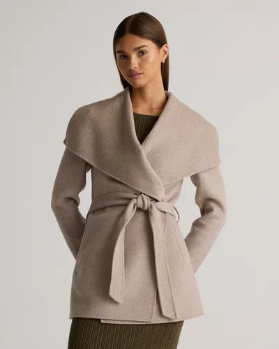 Quince Women's Double-faced Merino Wool Draped Collar Short Wrap Coat, Size Xl In Oat