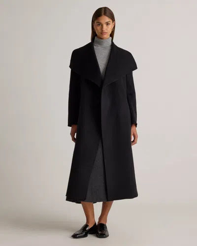 Quince Women's Double-faced Merino Wool Draped Collar Wrap Coat In Black