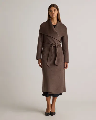 Quince Women's Double-faced Merino Wool Draped Collar Wrap Coat In Cocoa Melange
