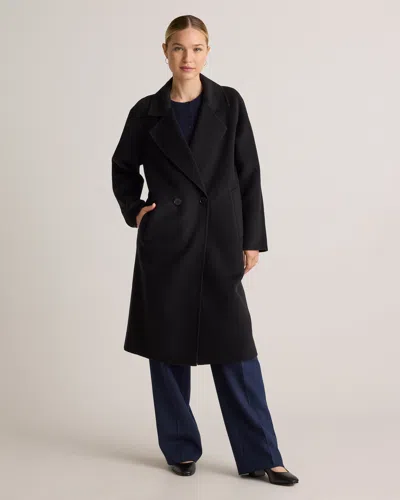 Quince Women's Double-faced Merino Wool Notched Lapel Coat In Black