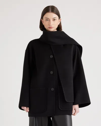 Quince Women's Double-faced Merino Wool Scarf Coat In Black