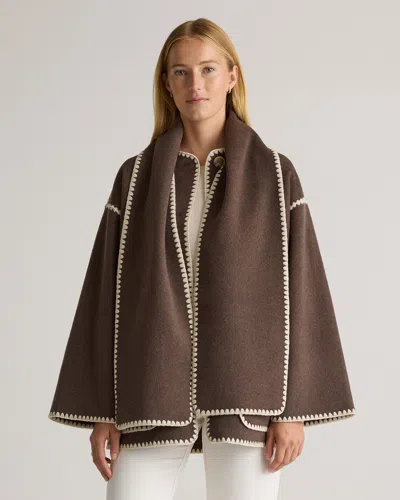 Quince Women's Double-faced Merino Wool Scarf Coat In Cocoa Melange