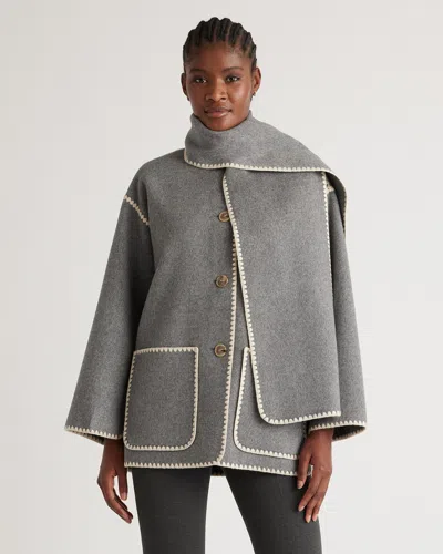 Quince Women's Double-faced Merino Wool Scarf Coat In Heather Grey