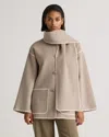 QUINCE WOMEN'S DOUBLE-FACED MERINO WOOL SCARF COAT, SIZE XL