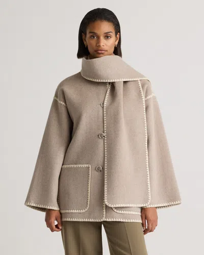 Quince Women's Double-faced Merino Wool Scarf Coat, Size Xl In Oat