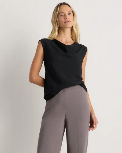 Quince Women's Draped Matte Cowl Neck Tank Top In Black
