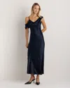Quince Women's Draped Shoulder Maxi Dress In Blue