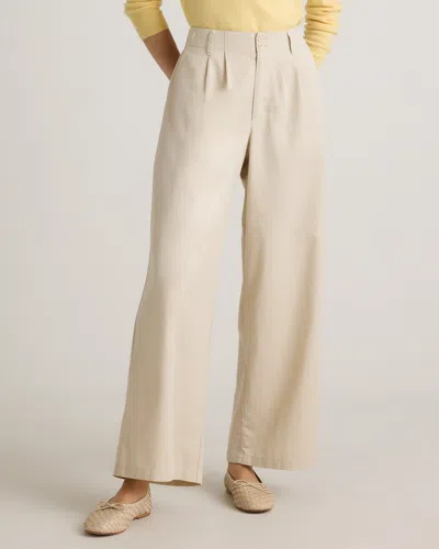 Quince Women's Drapey Twill Pleated Trouser In Oatmilk