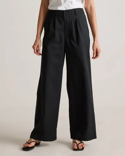 Quince Women's Drapey Twill Pleated Trouser In True Black