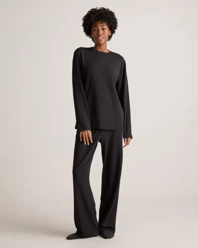 Quince Women's Dream Lounge Oversized Long Sleeve Pajama Set In Bold Black
