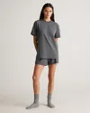 Quince Women's Dream Lounge Oversized Short Sleeve Pajama Set In Heather Charcoal Grey