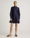Quince Women's Poplin Drop Waist Shirt Dress In Navy