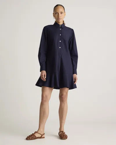 Quince Women's Poplin Drop Waist Shirt Dress In Navy