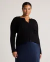 Quince Women's Eco-knit Cropped Rib Cardigan Sweater In Black