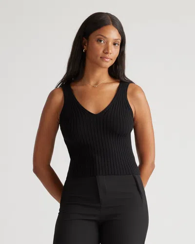 Quince Women's Eco-knit Cropped Sweater Tank Top In Black