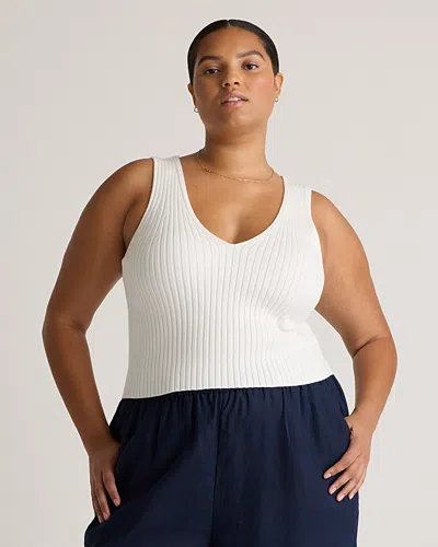 Quince Women's Eco-knit Cropped Sweater Tank Top In Ivory