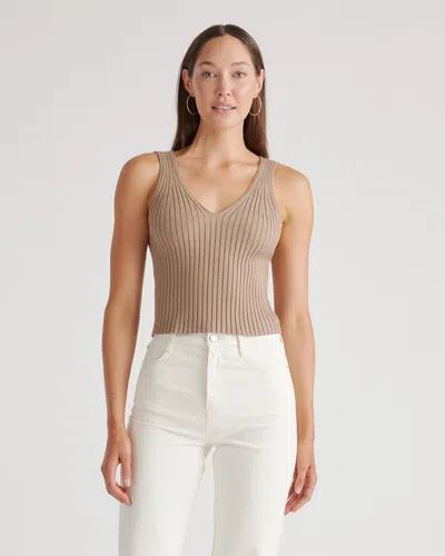 Quince Women's Eco-knit Cropped Sweater Tank Top In Warm Taupe