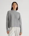 Quince Women's Eco-knit Milano Stitch Mock Neck Pullover In Heather Grey