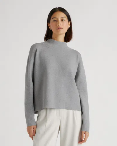 Quince Women's Eco-knit Milano Stitch Mock Neck Pullover In Heather Grey
